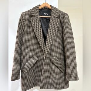 Zara Black and Brown Houndstooth Jacket